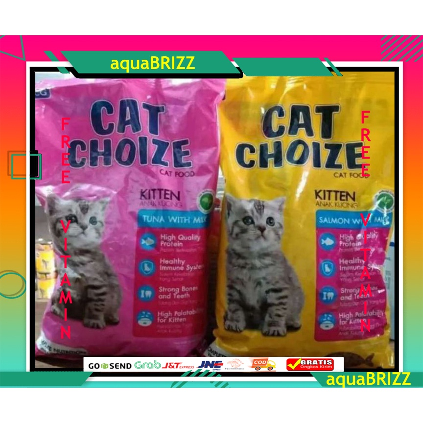 Makanan kucing cat choize adult &amp; Kitten all varian SALMON TUNA FREE VITAMIN MINYAK IKAN