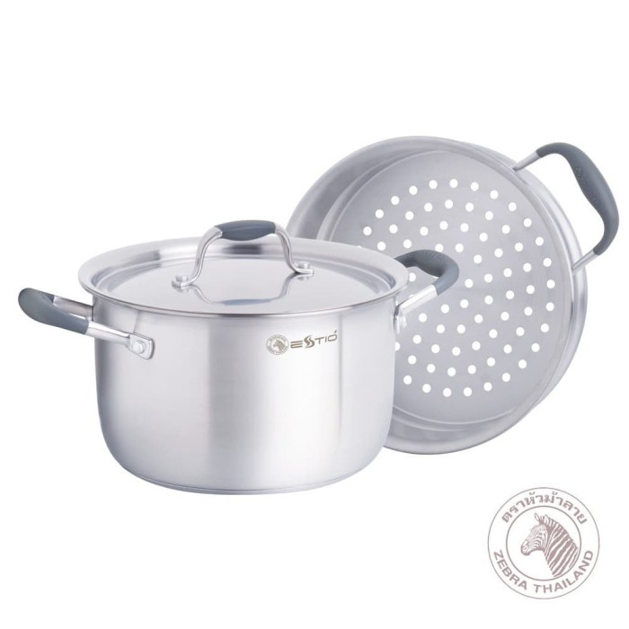 Zebra Sauce Pot 24 Cm W/Steamer Estio P101 (163742) / Panci Stainless