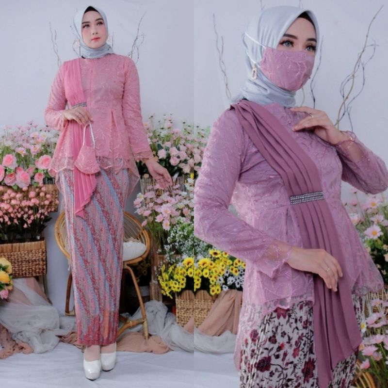 [COD] SET KEBAYA MODERN SELENDANG TULLE BUSUI - KEBAYA BUSUI - KEBAYA BROKAT - KEBAYA MODERN - TUNIK