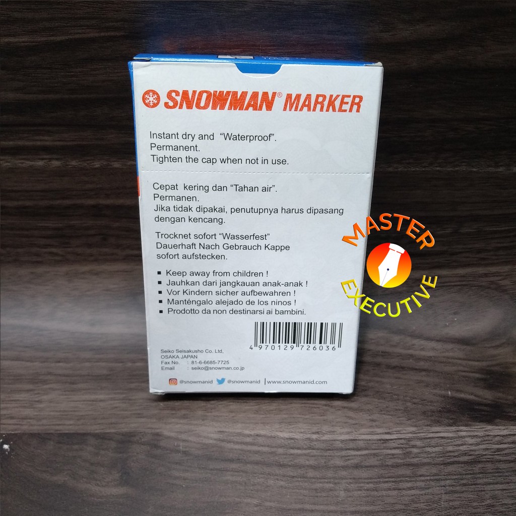 [Pak - 12 Buah] Snowman Spidol Permanent Marker G-12 Hitam Merah Biru