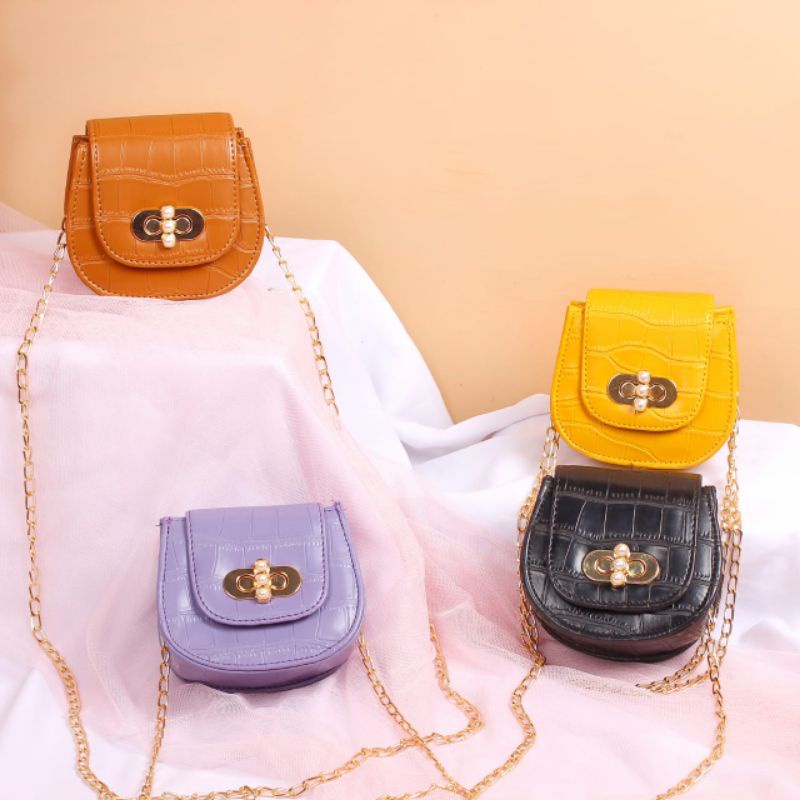 Tas Selempang Mini Croco Pearl / Mini Pearl/croco athena