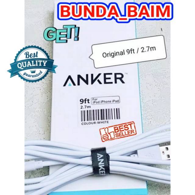 KABEL DATA ANKER IPHONE 5 6 7 / CABEL CHARGER APPLE IPAD LIGHTNING