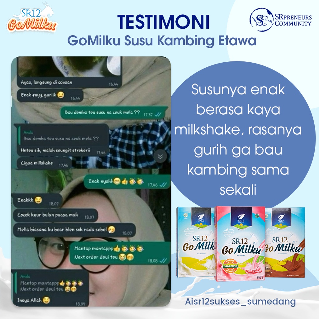 GOMILKU SUSU KAMBING ETAWA PREMIUM SR12 / BOOSTER ASI / MENYEHATKAN LAMBUNG / SUSU KAMBING BPOM