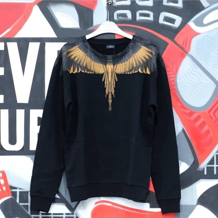 Marcelo Burlon Black Gold Wings Crewneck (Brand New Authentic)