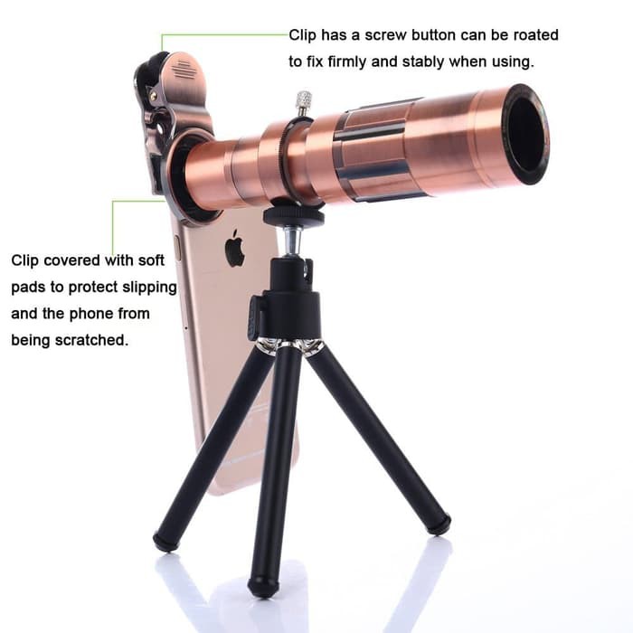Lensa Pickogen Tele Zoom 20X Plus Clip Jepit & Mini Tripod lensa hp universal semua hp