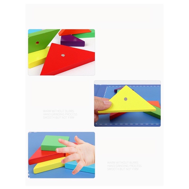 Mainan Edukasi Anak Brain Game Magnetic Puzzle Tangram Wooden Block - Magnetic Tangram Jigsaw puzzle