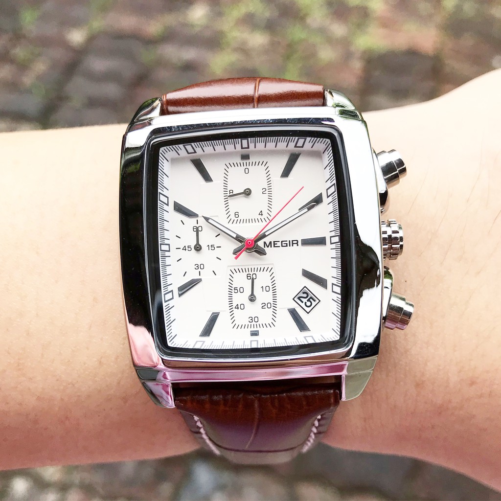 Jam Tangan Pria Cowo Cowok Ori Original Wrist Watch Analog Quartz Kulit Leather MEGIR Honor