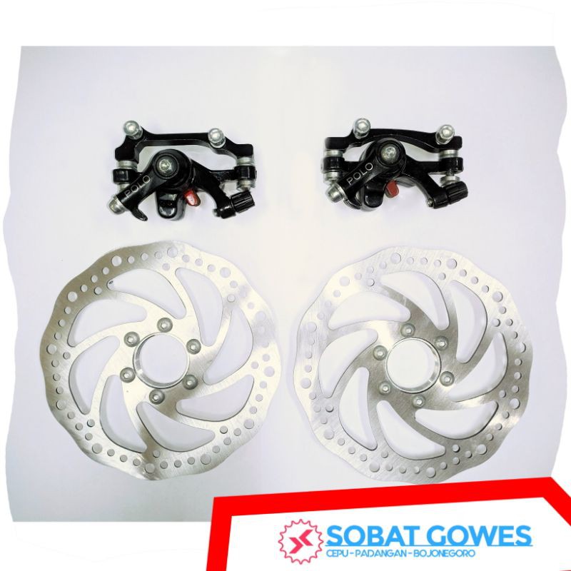 ORIGINAL DISCBRAKE REM CAKRAM SEPEDA 1 SET KOMPLIT TINGGAL PASANG UNTUK SEMUA JENIS / UKURAN SEPEDA