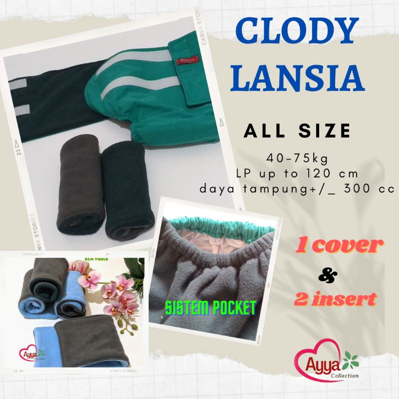 CLODY DEWASA AYYA (1 SET = 1 CELANA &amp; 2 INSERT)