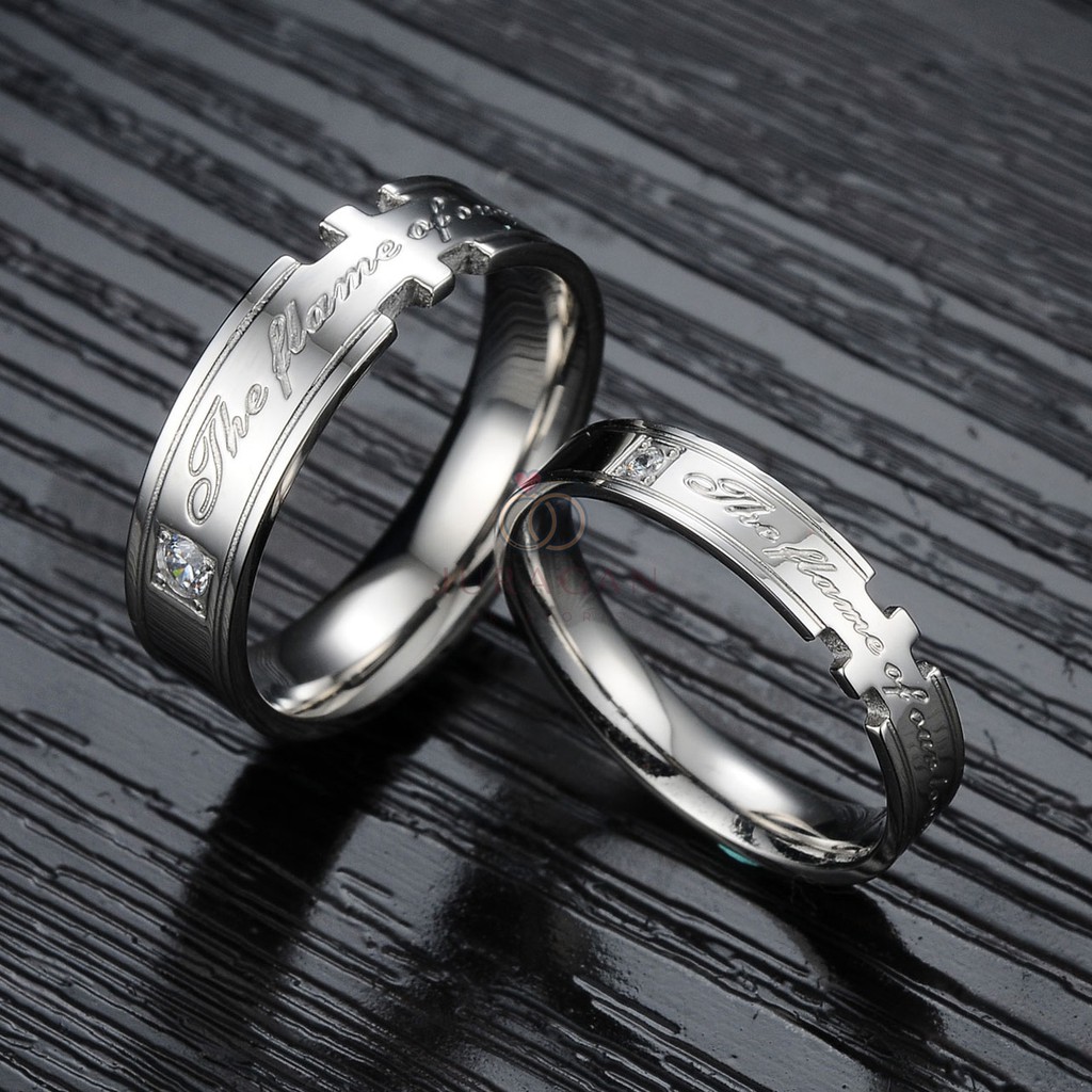 [HIGH QUALITY] Cincin Couple BUCIN R53 Titanium Ukir Nama + Box Cincin Beludru + BONUS Gelang Couple