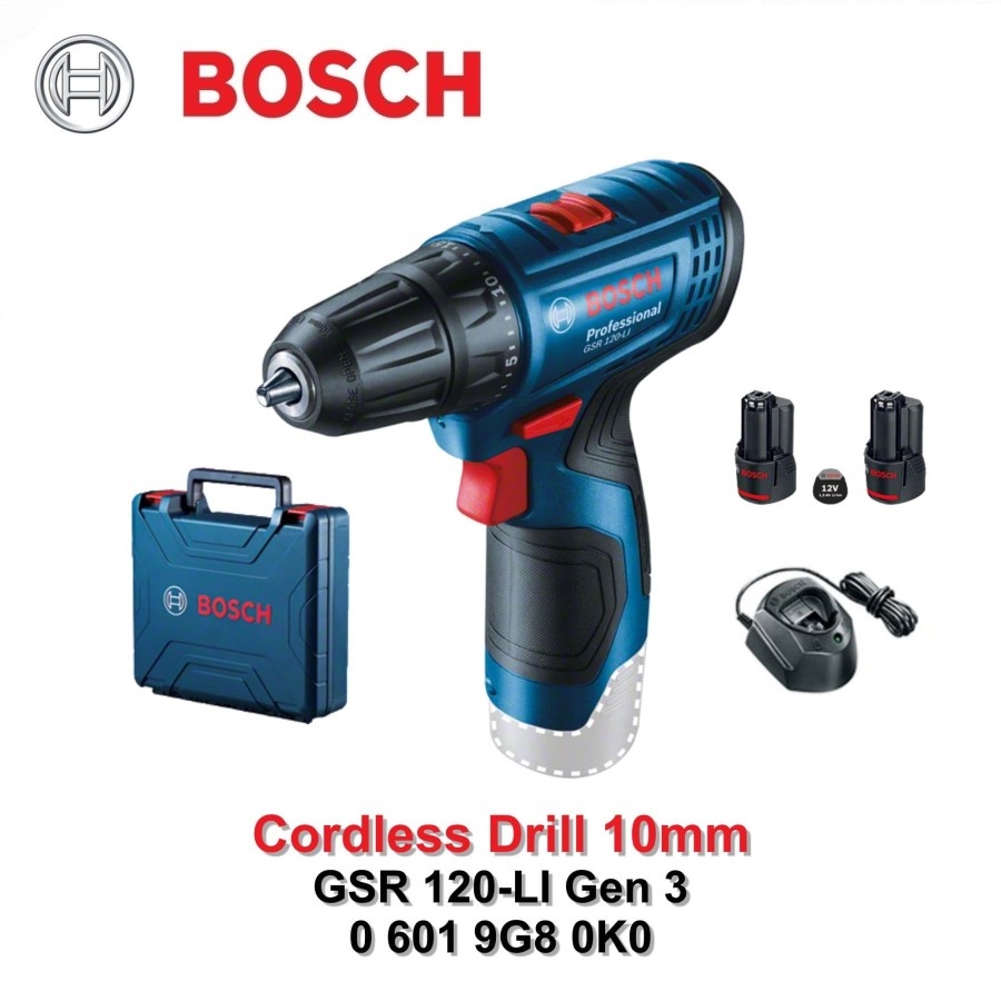 Jual BOSCH Bor Cordless 12 Volt GSR 120-Li - 10mm Cordless Drill 2 ...