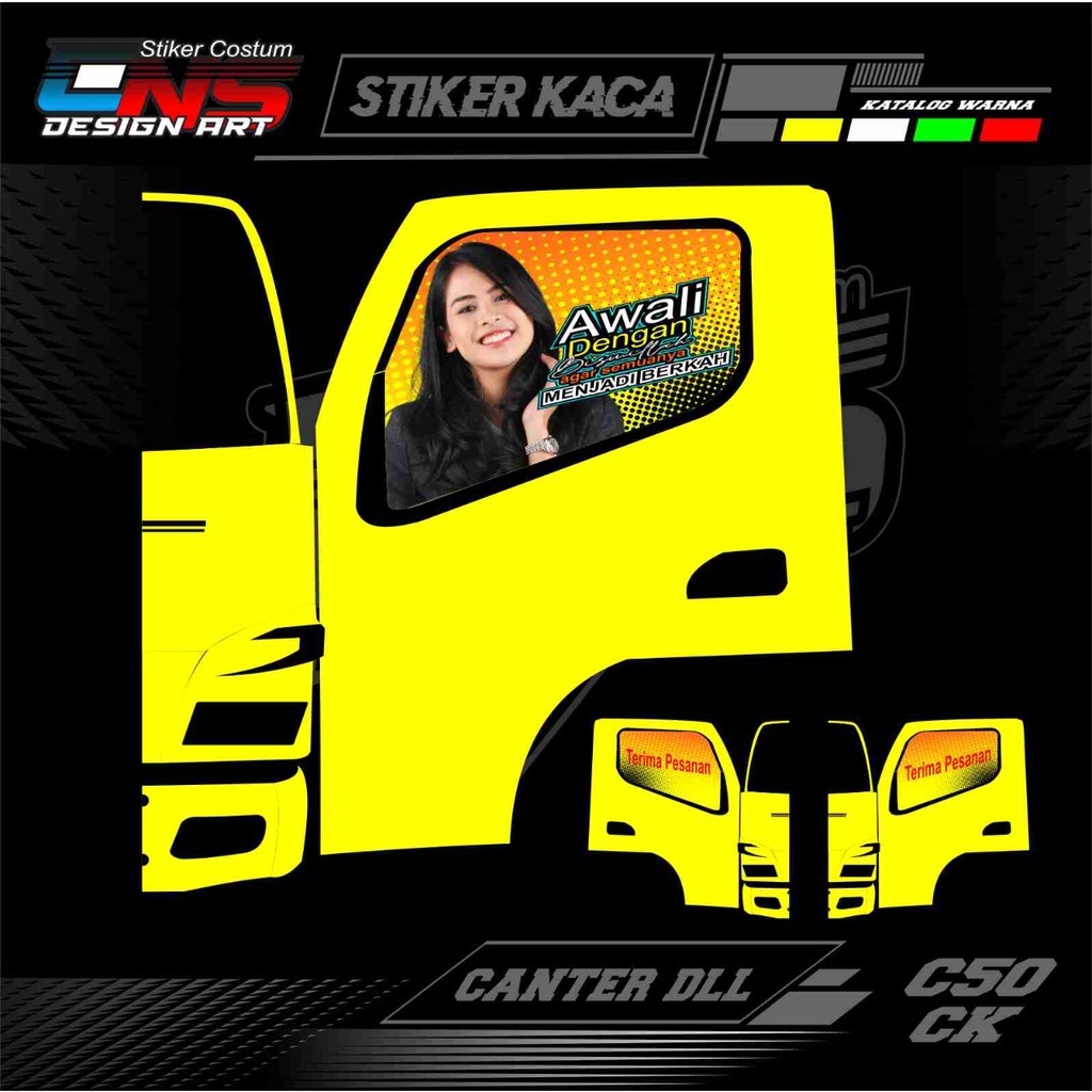 stiker kaca pintu truk/canter/pickup stiker variasi kaca pintu mobil truk/canter/pickup stiker kaca 