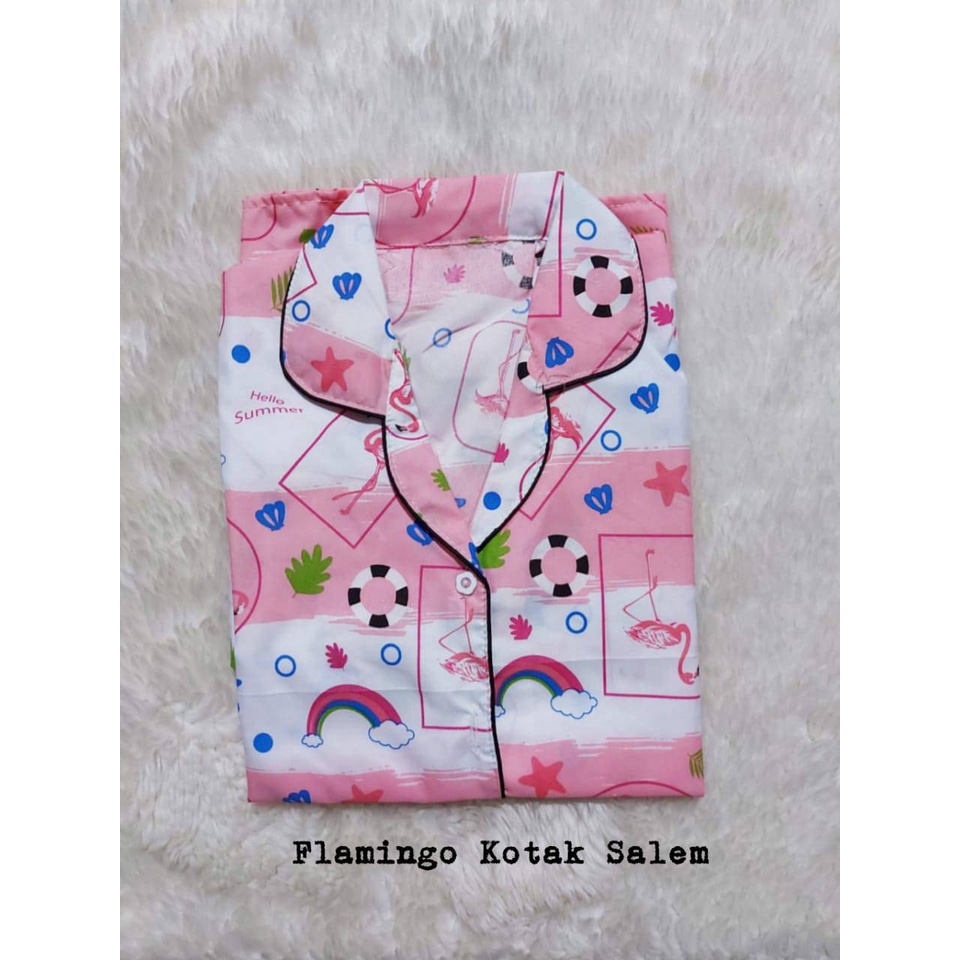 Setelan Piyama Baju Tidur PP High Quality Ld 104 Cm Dewasa-FLAMINGO KOTAK SALEM
