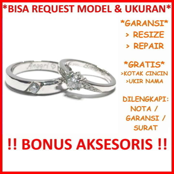 Cincin Kawin Couple Emas Dan Palladium Gratis Ukir Nama Garansi Asli Bisa Pesan Model Id624