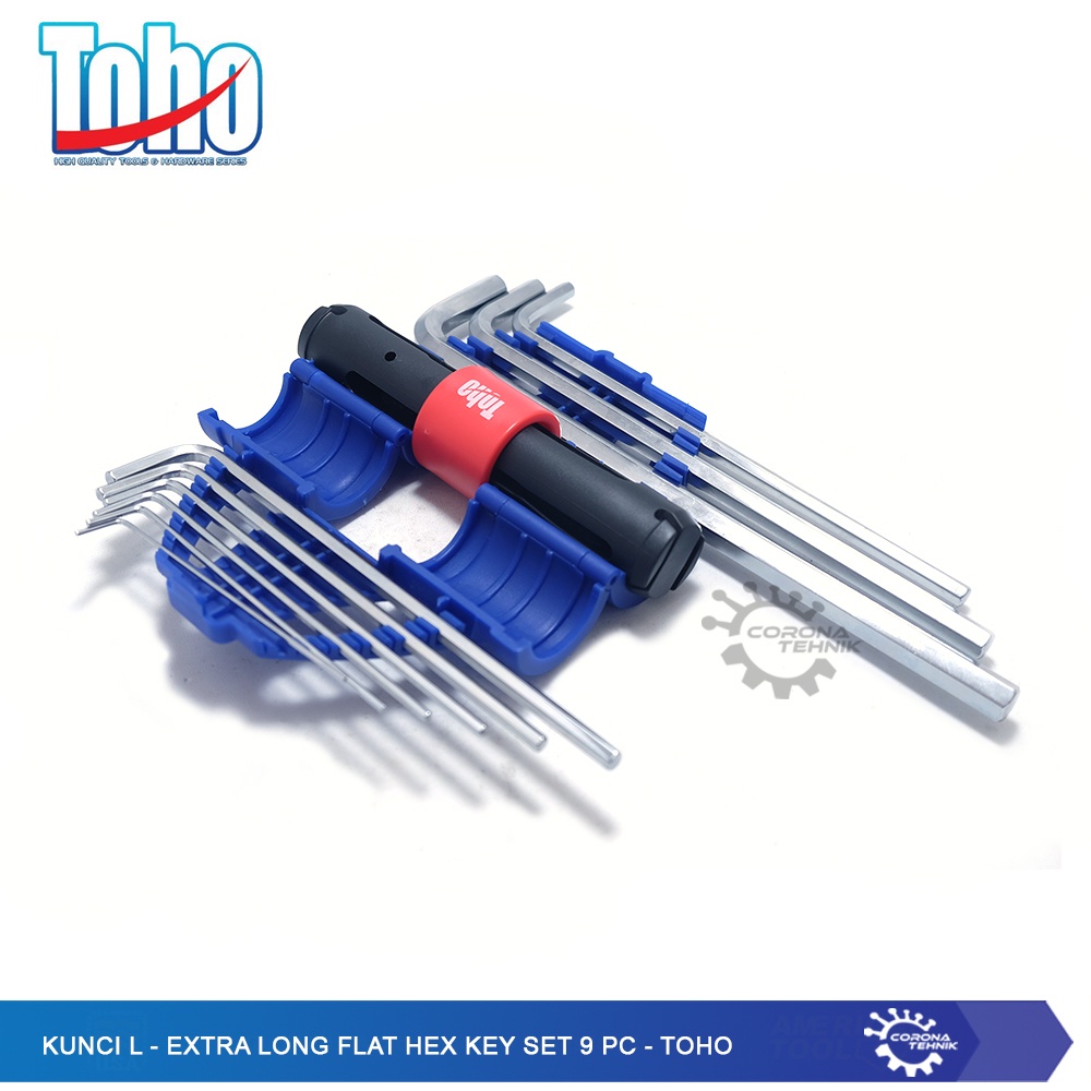 Toho - Kunci L Set 9 pc - Extra Long Flat Hex Key Set