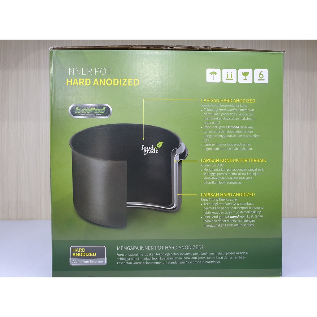 Kirin Rice Cooker 1.0 Liter KRC-089 Hard Anodized Aluminium 3in1