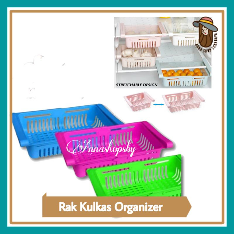 Rak Kulkas Organizer Sliding Rak Multifungsi