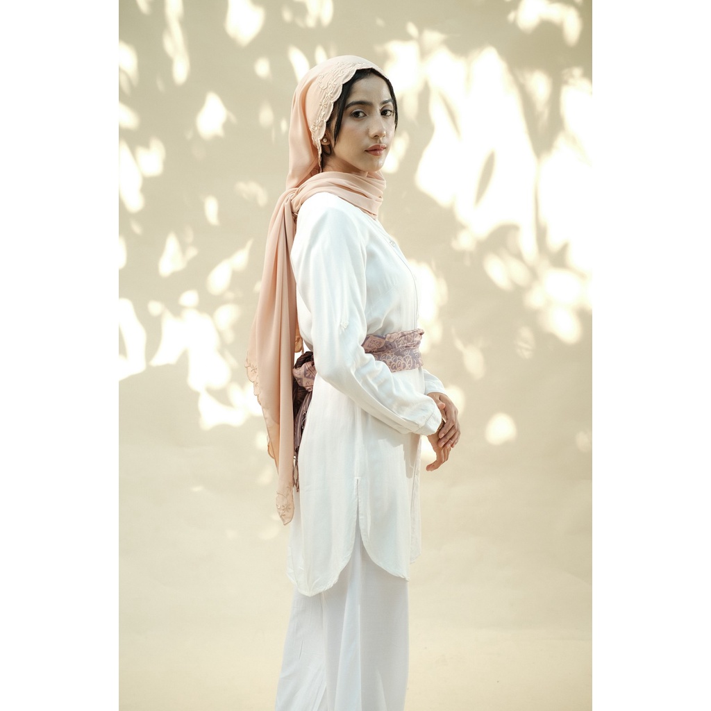 RATU Embroidery HIjab Shawl - Flora - Almond