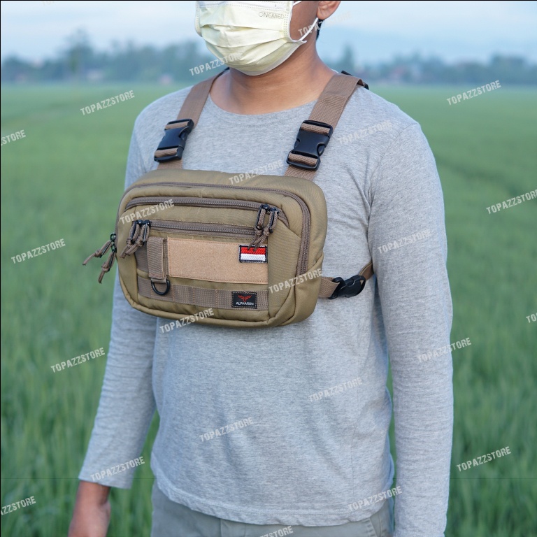 Tas Dada Tactical Army Chest Bag Loreng TNI Pelindung Dada Sepeda Polisi Militer Doreng AU AL AD Pel