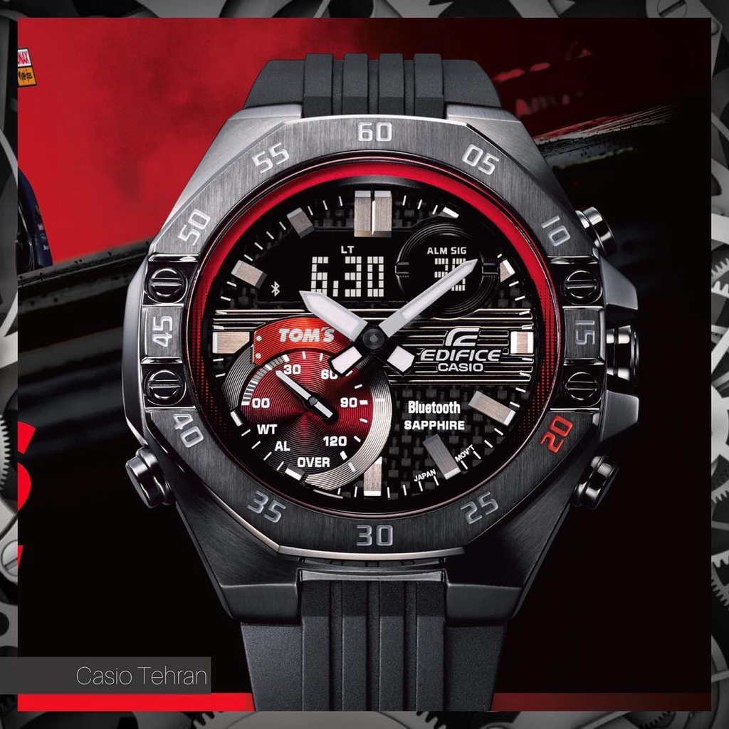 Jam Tangan Casio Edifice ECB-10 Chrono Rubber Black Tom Fullbox