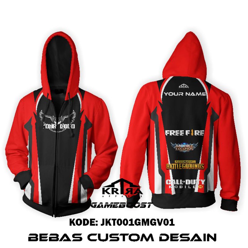 JAKET HOODIE SWEATER GAMING 16 CUSTOM GAME FREE FIRE MOBILE LEGEND PUBG CODM ANAK JUMBO KRIRA