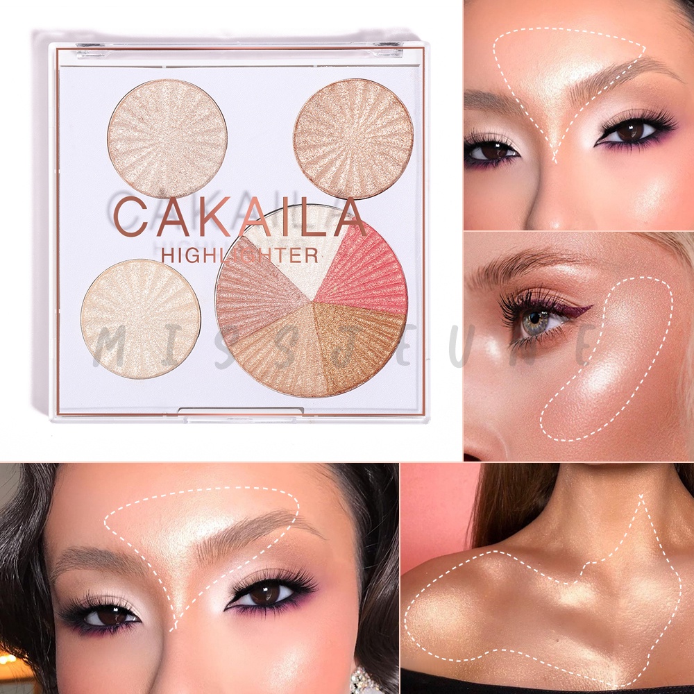 CAKAILA 8 Colors Warna Highlighter Shimmer Bronzer Kontur Palet Powder Blush Makeup Original