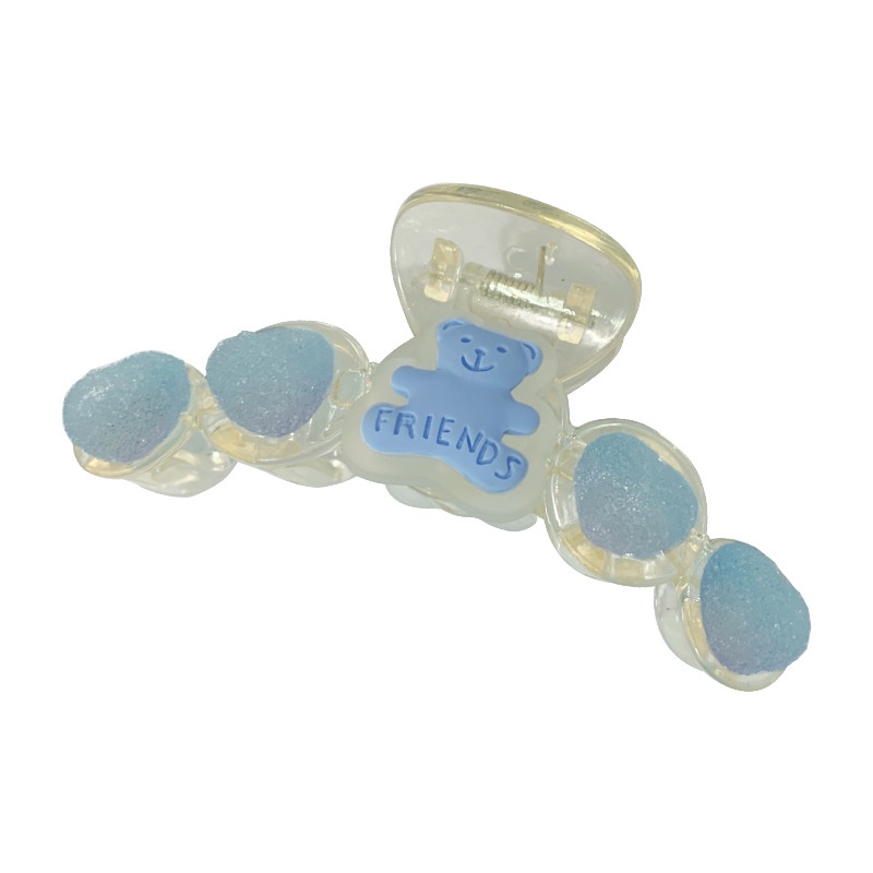 Jepit Rambut Bentuk Beruang Gummy Warna Pink Bahan Akrilik Gaya Korea Untuk Wanita