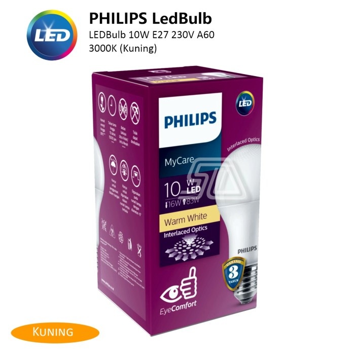 PHILIPS - LED BULB 10W E27 3000K 230V A60