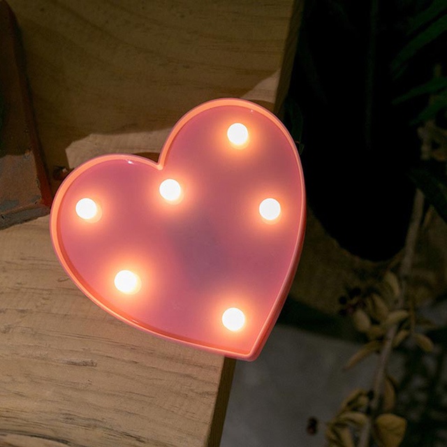 Romantic Wedding Anniversary Valentine's Day DIY 3D Love Alphabet Heart Letter Sign Neon Night Light Decoration