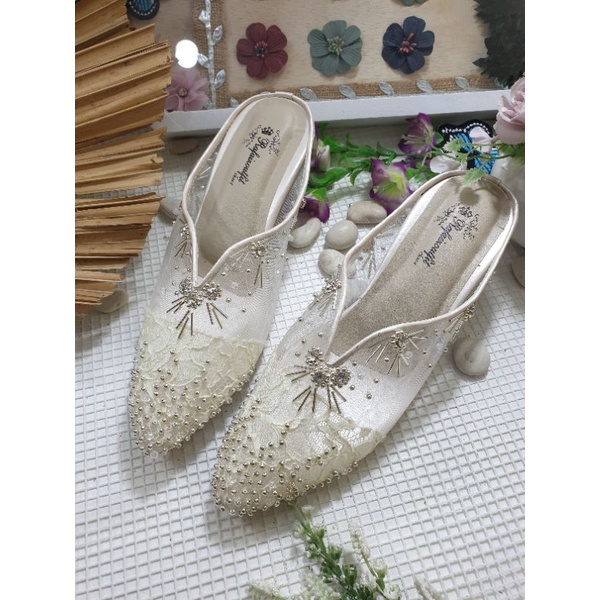 sepatu wedding rafaizoutfit rullye broken white 5cm kaca