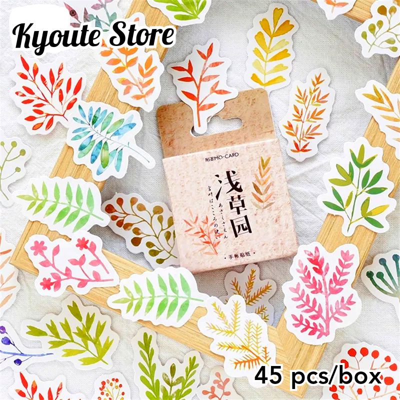 

45 pcs Sticker Decorative Colorful Leaves Tanaman Daun Scrapbook DIY Bujo Journal Letter Seal