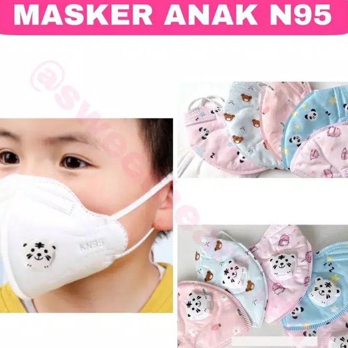 MASKER KN95 MASKER ANAK MOTIF DI LENGKAPI KATUP HARGA PER BOX ISI 10PCS