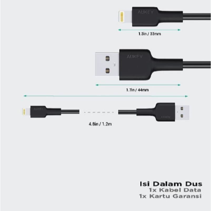 Aukey Lightning Cable Braided Nylon MFI CB-AL1 Apple 1.2 Meter