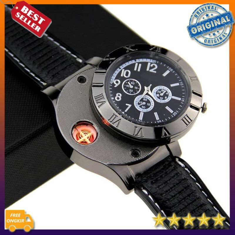 Jam Tangan Pria Korek Elektrik USB Hadiah Api