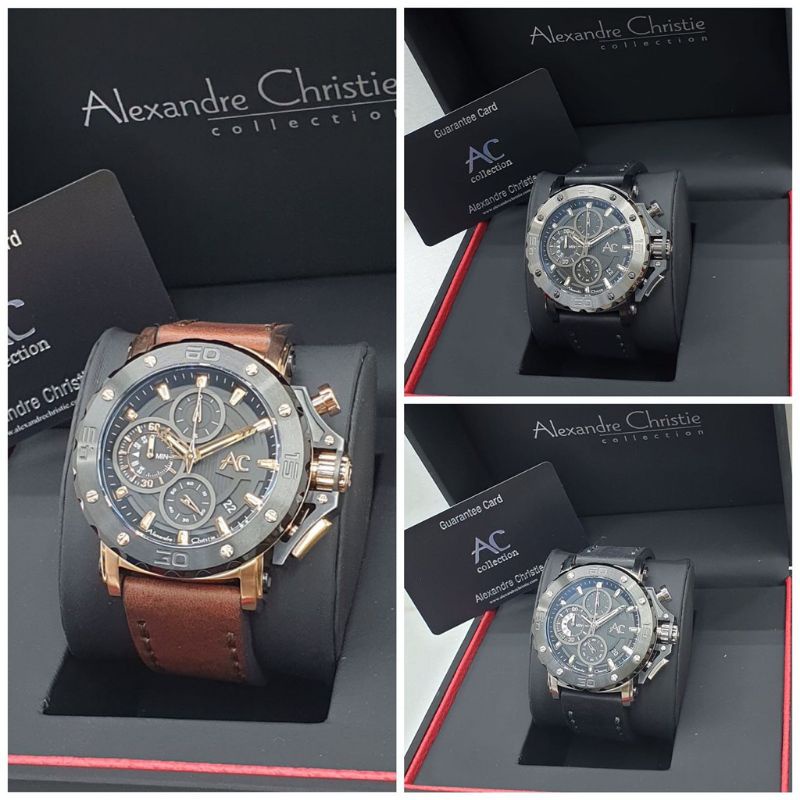 Alexandre Christie Original AC9205 Jam Tangan Pria Tali Kulit