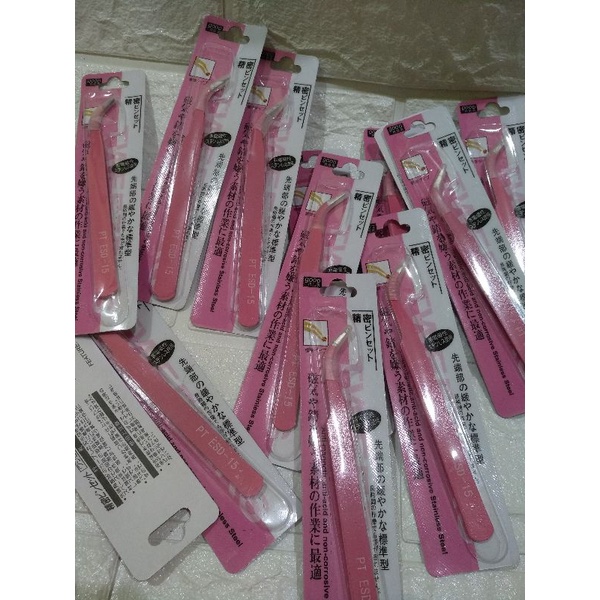 Pinset Eyelash Extension Pinset Bulu Mata Bulumata Tweezer Pink Pinset Bengkok Pinset Stiker Scrapbooking Penjepit Stiker Aksesoris Journal Bujo