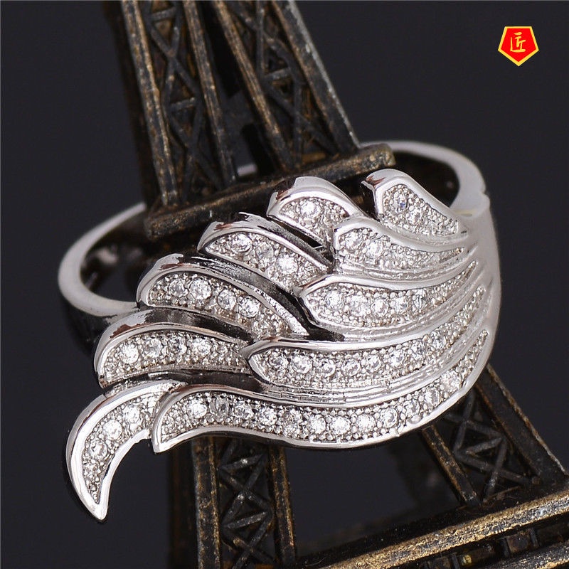 [Ready Stock]Dynamic Fashion Silver Wings Shape Full Diamond Ring