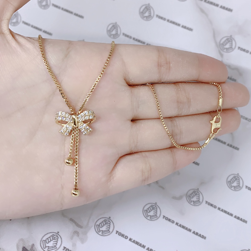 Xuping Gold Kalung Wanita Liontin Permata Pita Anti Karat *47