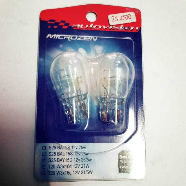Lampu T20 autovision 12V 25/5W 1 set isi 2