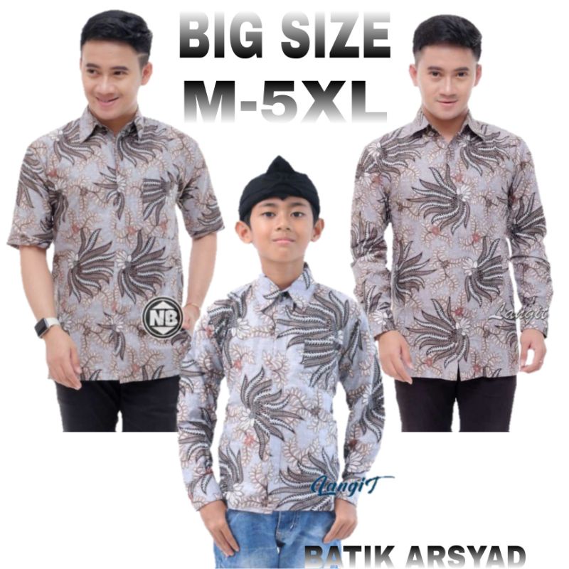 BATIK KEMEJA LENGAN PANJANG ANAK DAN DEWASA JUMBO M L XL XXL 3XL 4XL 5XL