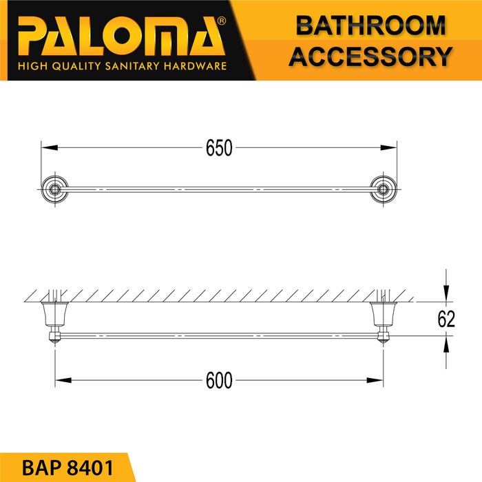 PALOMA BAP 8401 Rak Handuk Baju Gantungan Hanger Dinding Kamar Mandi