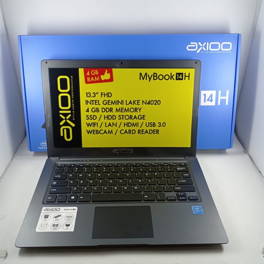 LAPTOP SEKOLAH AXIOO MYBOOK 14H INTEL N4020 4GB 256GB 13.3&quot; FHD WIN10PRO GREY