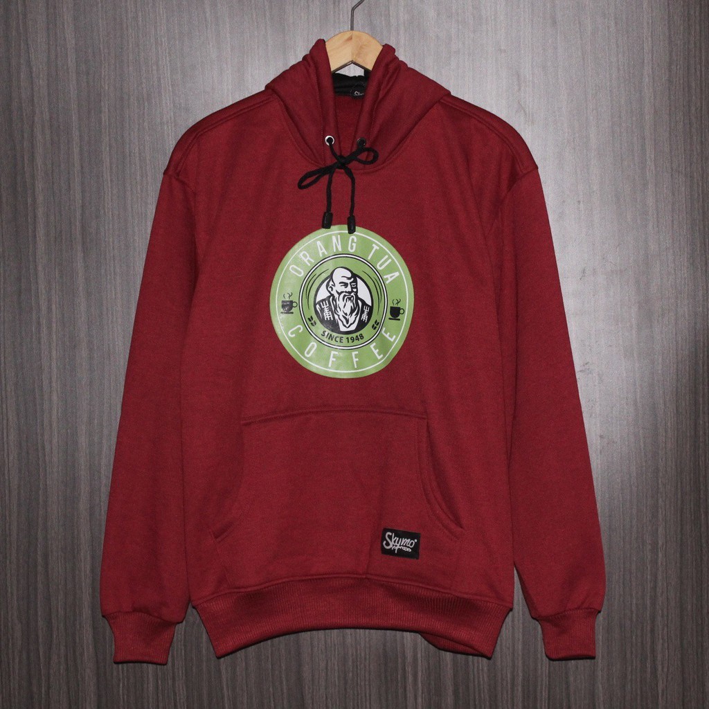 sweater hoodie pria orang tua merah