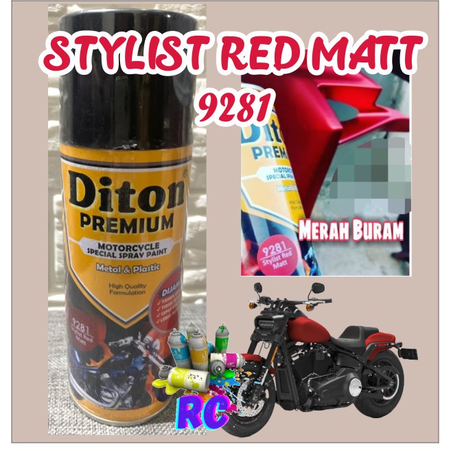 Cat Pilox Diton Premium Stylist Red Matt 9281 400cc matte merah doff