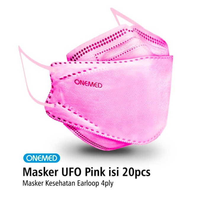 Masker Medis UFO Pink 3D OneMed 4ply Box isi 20pcs