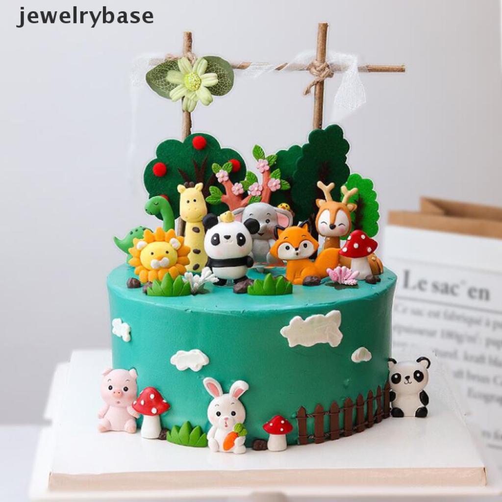 Topper Kue Bentuk Hewan Singa Monyet Pohon Bahan Resin Untuk Dekorasi Pesta Ulang Tahun Bayi