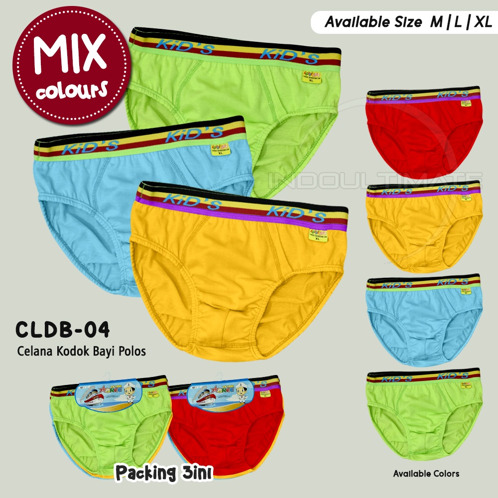 3Pcs Celana Dalam Bayi Anak Bayi Balita Cowok (M, L, XL,XXL) CLDB-04 SNI Celana Dalam Celana CD anak bayi balita Laki-Laki  Celana Dalam Anak-Anak