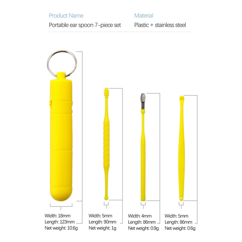 7in1 gantungan kunci korek kuping set 1 Set Korek Kuping telinga pembersih kuping alat pembersih telinga perawatan telinga