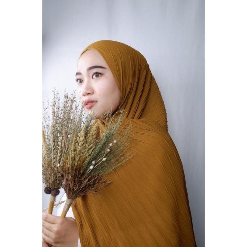 (KJI) HIJAB PASHMINA PLISKET PADI DIAMOND PREMIUM