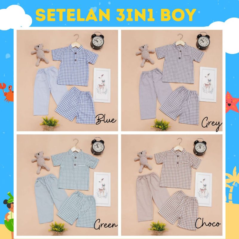 ramies series baju anak 3 in 1 , baju setelan anak